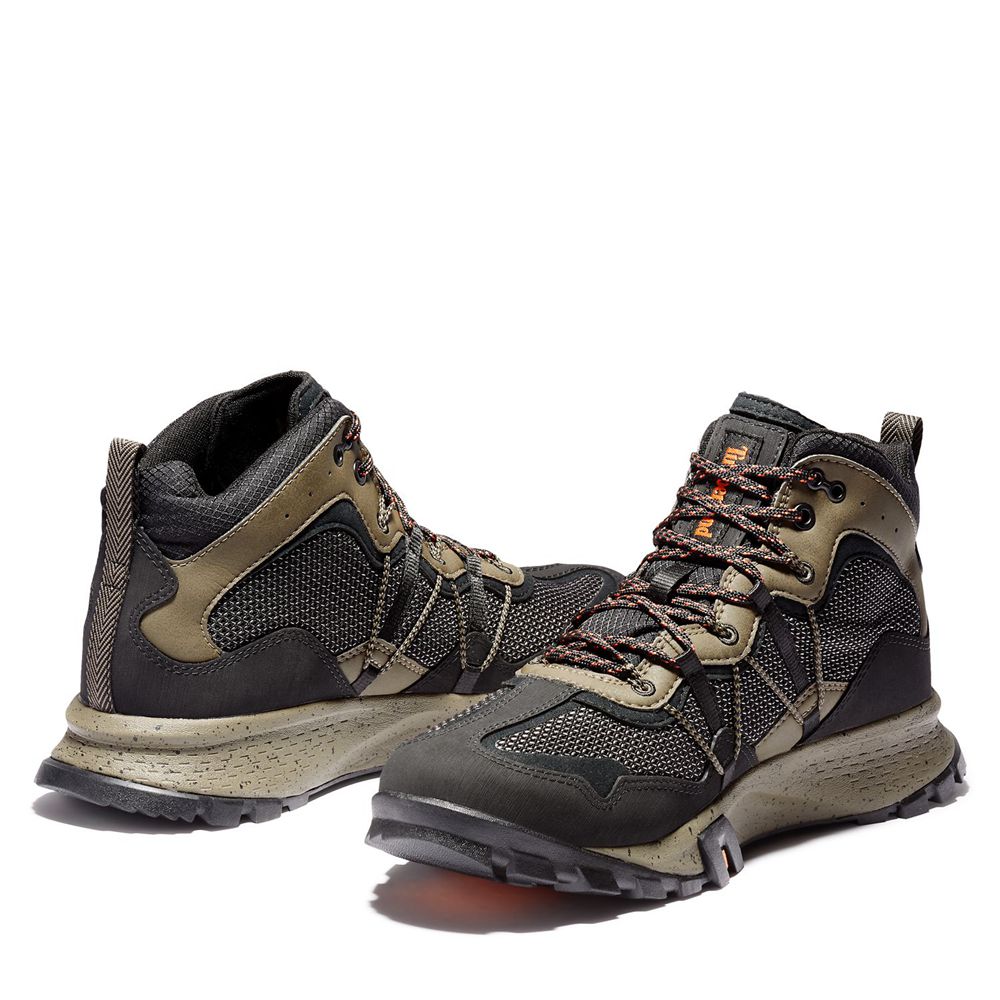 Timberland Mens Hiking Boots Garrison Trail Waterproof Mid - Black/Brown - India ZB5897603